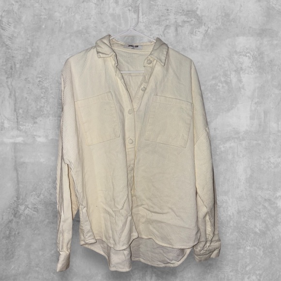 Women's Double Zero Cream White Corduroy Button-up Shirt - Picture 3 of 5